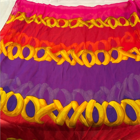 Women’s Silk Polyester XXXOOO Vibrant Colorful Scarf 68” L, 24” Wide - Picture 6 of 8